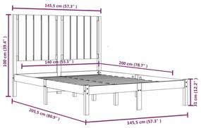 Estrutura de cama 140x200 cm madeira de pinho maciça branco