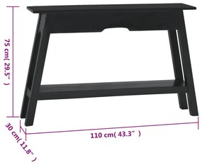 Mesa consola 110x30x75 cm madeira de mogno maciça preto