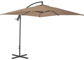 Guarda-sol cantilever com poste de aço cinzento-acastanhado