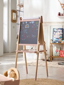 Agora -15%: Quadro Montessori, dobrável e regulável em altura, 3 em 1, em madeira FSC® rosa medio liso