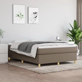 vidaXL Estrutura de cama com molas 140x190 cm tecido castanho-acinzentado