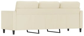 Sofá de 3 lugares 180 cm couro artificial cor creme