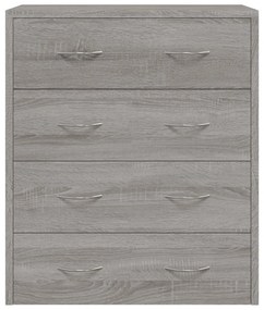 Aparador com 4 gavetas 60x30,5x71 cm cinzento sonoma