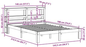 Estrutura de cama c/ cabeceira sem colchão 140x190 cm branco