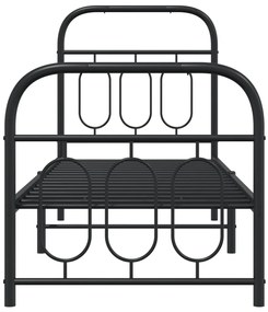 Estrutura de cama com cabeceira e pés 75x190 cm metal preto