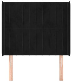Cabeceira de cama c/ abas veludo 93x16x118/128 cm preto