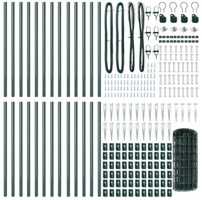 Cerca Euro com 13 Postes de Espinho 0.6x50 m Aço Galvanizado Verde