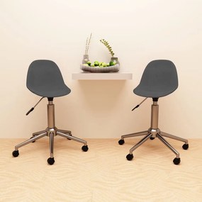 vidaXL Cadeiras de jantar giratórias 2 pcs tecido cinzento-escuro