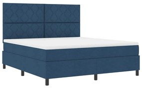 Cama Box Spring com Colchão e Luz LED - Azul, 180x200 cm, Tecido