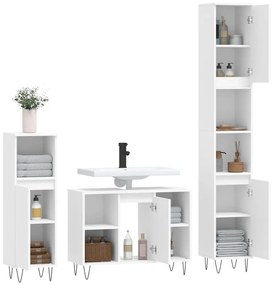 3 pcs conjunto móveis casa de banho derivados de madeira branco