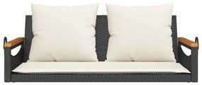 Banco baloiço com almofadões 109x62x40 cm vime PE preto