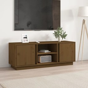 vidaXL Móvel de TV 110x35x40,5 cm madeira de pinho maciça castanho mel