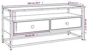 Móvel de TV 100x35x45 cm derivados de madeira cinzento sonoma