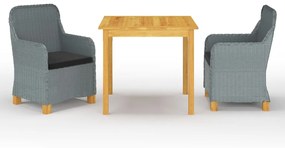 vidaXL 3 pcs conjunto de jantar para jardim cinzento-claro