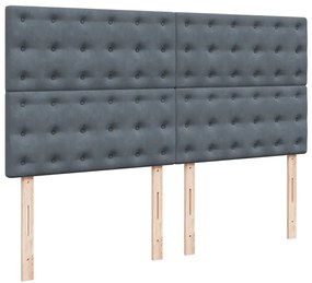 Cama com molas/colchão 200x200 cm veludo cinzento-escuro