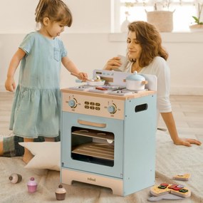 Forno de brincar de madeira para crianças 57 x 41 x 30 cm Azul