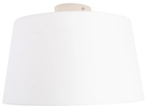 Luminária de teto com máscara de linho branco 35 cm - Combi branco Country / Rústico