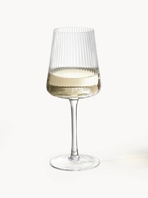 Copos de vinho branco artesanais canelados Cami, conjunto de 4