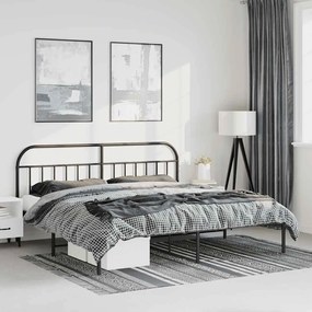 Estrutura de cama com cabeceira 193x203 cm metal preto