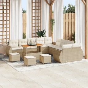 Conjunto de Sofá de Jardim vidaXL de 14 peças com Almofadas Bege de Ra