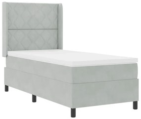 Cama Box com Colchão vidaXL Cinza Claro 90x190 cm Veludo