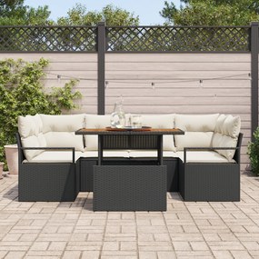 Conjunto de Sofá de Jardim vidaXL de 7 Peças com Almofadas de Vime Pol