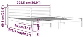 Estrutura de cama 200x200 cm pinho maciço branco