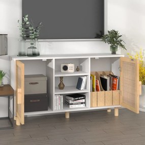 Aparador 105x30x60 cm madeira pinho maciça/vime natural branco