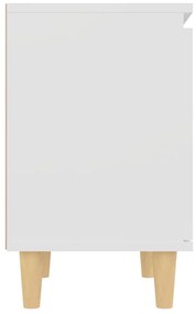 Mesa de cabeceira c/ pernas em madeira maciça 40x30x50cm branco