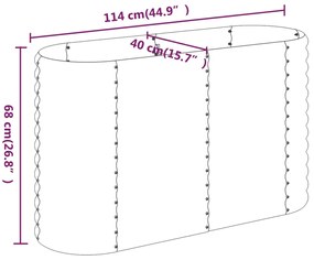 Canteiro elevado jardim 114x40x68cm aço revestido a pó castanho