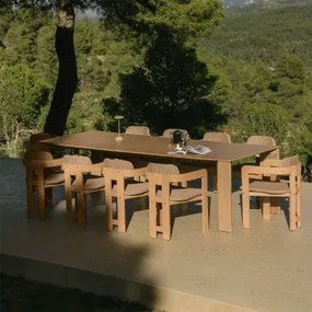 Conjunto De Mesa Retangular 270 X 105 Cm Kandroa E 10 Cadeiras De Jardim Em Madeira De Acácia E Rattan Sintético Ginara Marrom Acácia Claro - Sklum