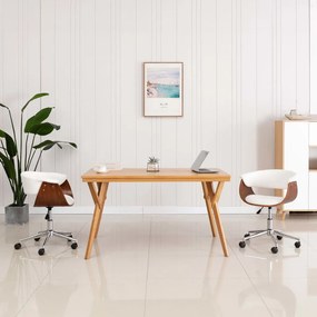 vidaXL Cadeiras de jantar giratórias 2 pcs couro artificial branco