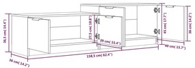 Móvel de TV 158,5x36x45 cm derivados de madeira cinzento sonoma