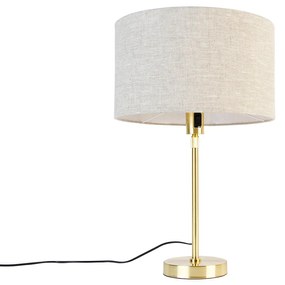Candeeiro de mesa dourado ajustável com abajur cinzento claro 35 cm - Parte Design