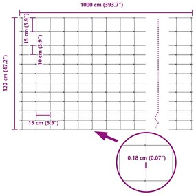 Cerca de Campo 1.2 x 10m Aço Galvanizado