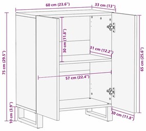 Buffet - 60 x 33,5 x 75 cm, feito de madeira de manga maciça.