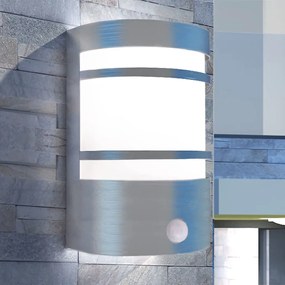 vidaXL Candeeiro de parede exterior com sensor aço inoxidável