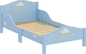 AIYAPLAY Cama Montessori para Crianças 3-6 Anos 146x76.5cm, Laterais Anti-Queda, Formato de Nuvem para Quarto, Azul | Aosom Portugal