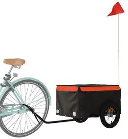 Reboque para bicicleta 30 kg ferro preto e laranja
