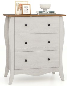Cómoda de 3 gavetas dobrável em tecido para quarto Cómoda de estilo campestre 67,5 x 38,5 x 76,5 Cinzenta