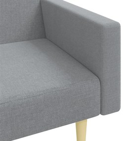 Sofá-cama de 2 lugares c/ apoio de pés tecido cinzento-claro