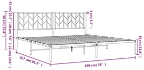 Estrutura de cama com cabeceira 193x203 cm metal branco