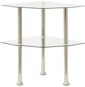 Mesa apoio duas prateleiras 38x38x50cm vidro temp. transparente