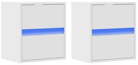 Móveis de parede p/ TV com luzes LED 2 pcs 41x31x45 cm branco
