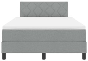 Cama Box Spring com Colchão &amp; LED Cinza Claro 120x190 cm Tecido