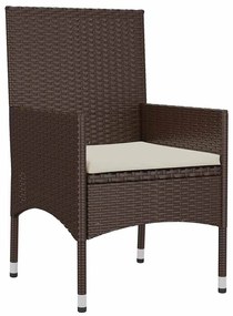 4 pcs conjunto lounge jardim c/ almofadões vime PE castanho