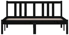 Estrutura de cama casal 135x190 cm madeira maciça preto