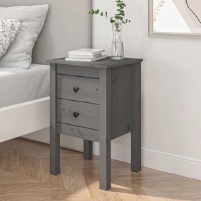 vidaXL Mesa de cabeceira 40x35x61,5 cm madeira de pinho maciça cinza