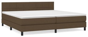 Cama com molas/colchão 200x200 cm tecido castanho-escuro