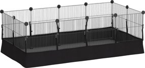 Gaiola Metálica para Animais de 12 Painéis DIY Tapete Impermeável (OUTROS ACESSORIOS NÃO INCLUIDOS) para Porquinhos-da-Índia Ouriços 120x60x40 cm Pret